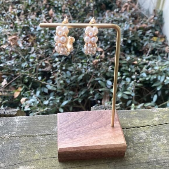 Small Pearl Hoop Earrings - Picture 2 of 5